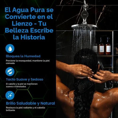 Vista 3 de Filtro de ducha Aquamonster ACF Certificado NSF para eliminación de cloro Vida útil larga de 21,000 galones Cuidado de la humedad para la piel