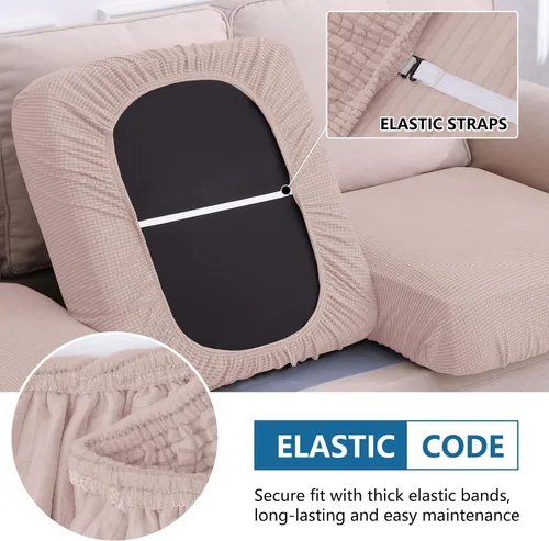 Vista 35 de hyha Fundas impermeables para sofá seccional, fundas de cojín Beige