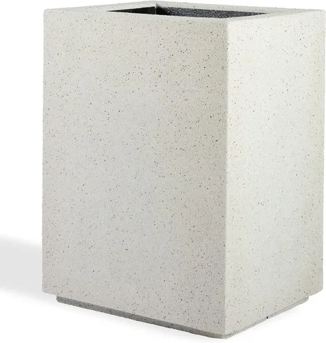 Vista 7 de PolyStone Cozumel - Maceta alta y moderna en columna para exteriores e interiores, 18" L x 23" A x 30" Al, ligera, resistente, resistente a