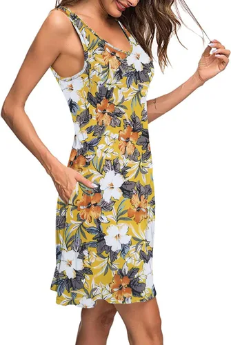 Vista 2 de MISFAY - Vestido de verano, estilo informal, con bolsillos, camisa de playa, camisola, para mujer