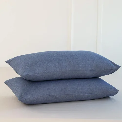 Vista 50 de MooMee Juego de 2 fundas de almohada de cuadros 100% algodón lavado con textura parecida al lino, transpirable, duradera, suave y cómoda