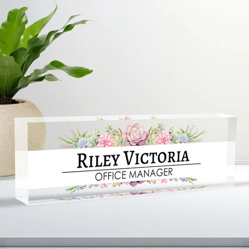 Vista 33 de Placa de identificación acrílica personalizada para escritorio, personalizar decoración de oficina B-Glass