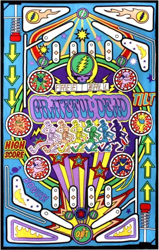 Vista 4 de Sunshine Joy 3D Grateful Dead Mini Tapestry Pinball Machine Arte de pared 30x45 pulgadas