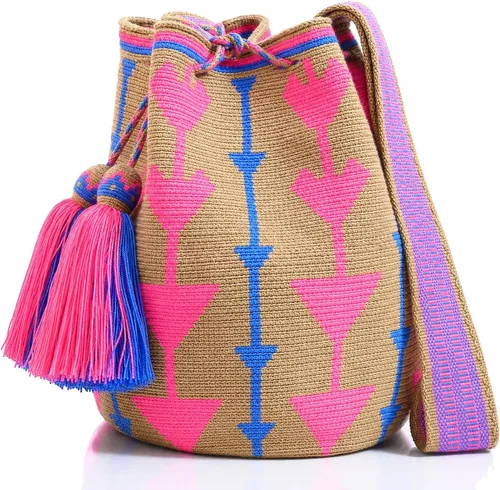 Vista 8 de WYOU Designer Collection Wayuu Hand-Crochet Woven Bag - Boho Crossbody, Colorful Purses for Women Bibury