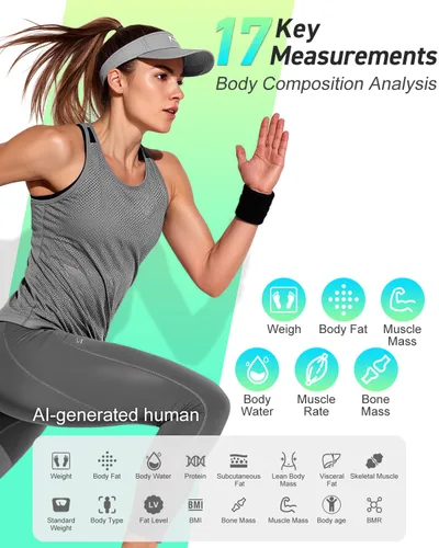 Vista 2 de INSMART Báscula de grasa corporal, báscula inteligente para peso corporal de 0.1 libras de alta precisión, báscula digital de peso de baño para IMC