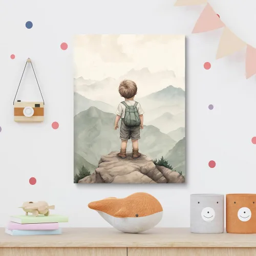 Vista 2 de Decoración de pared para cuarto de bebé, decoración de habitación de niño y aventura, arte de pared de montaña en acuarela para niños, decoración