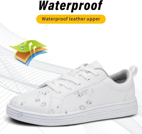 Vista 2 de LMQLZHYC Zapatos de trabajo antideslizantes para hombre, zapatos de servicio de alimentos, zapatos de chef, zapatos de enfermería