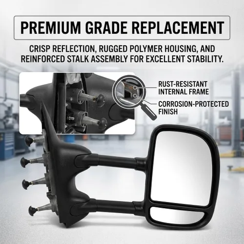 Vista 3 de PartsFlow Espejo manual izquierdo para puerta lateral del conductor para Ford E-350 Super Duty 2002-2016/E-150/E-250/Econoline Van/Econoline/E-150