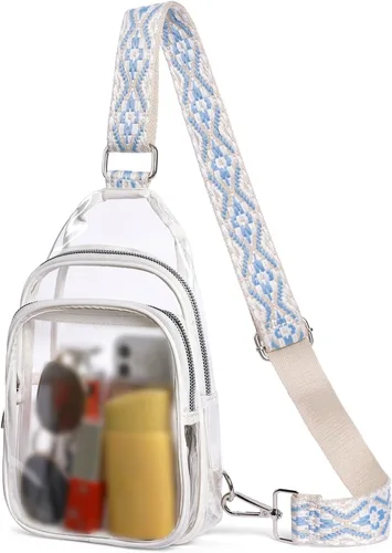 Vista 13 de CLUCI Bolsa transparente para eventos en estadios, bolsa cruzada transparente, monederos pequeños transparentes