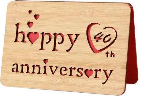 Vista 50 de Tarjeta de felicitación de madera para el primer aniversario, hecha a mano, 1 año, aniversario de boda, tarjeta de primer aniversario para ella, él