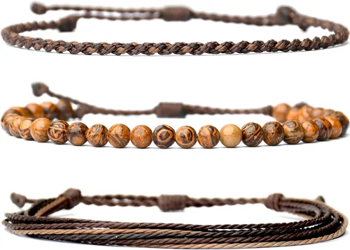 Vista 14 de Pulsera curativa hecha a mano con cuentas de piedra natural, regalo para hombres, pulsera de cuerda ajustable