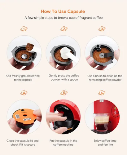 Vista 4 de Cápsulas de café recargables, cápsulas de café reutilizables de 7.4 fl oz para máquina de café Bosch Tas, cápsulas de café recargables con tapa