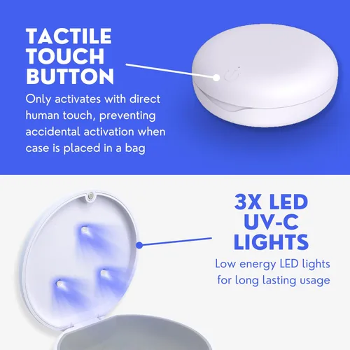 Vista 3 de Estuche de retención UV para Invisalign, alineadores, aparatos dentales, protector bucal, dentaduras postizas y protector nocturno - Estuche