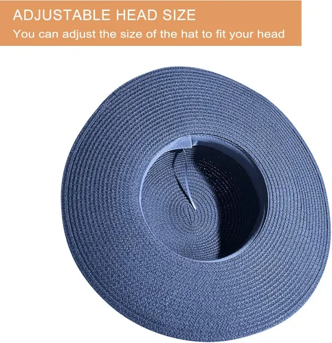 Vista 3 de FARVALUE Sombrero de paja para mujer UPF 50+ de ala ancha, gorra de playa ajustable para mujer