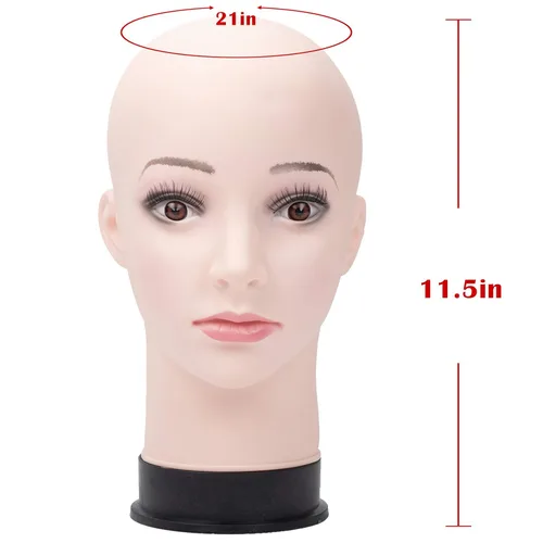 Vista 3 de BHD BEAUTY Cabeza de maniquí calva beige femenino profesional cosmetología para hacer pelucas, pelucas de exhibición, gafas, pelos con pasadores