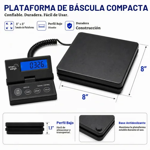 Vista 4 de Smart Weigh - Balanza digital de envío y pesaje postal, 110 lb x 0,1 oz, balanza de Oficina de Correo Postal, UPS, USPS 110 libras de montaje