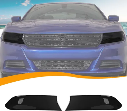 Vista 10 de Hoolcar Cubierta de lámpara delantera para faros delanteros, marco de bisel, accesorios exteriores compatibles con Dodge Charger 2011-2014, negro