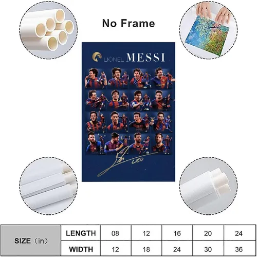 Vista 3 de SUKORI Messi - Póster Messi firmado (4) para dormitorio, estética, 12 x 18 pulgadas, sin marco