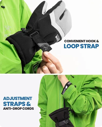 Vista 6 de OutdoorMaster Guantes de esquí para hombres y mujeres, guantes de nieve de 3 dedos, guantes de snowboard con pantalla táctil completa, guantes