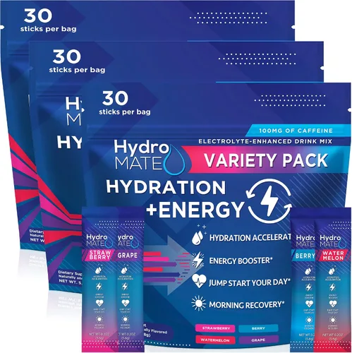 Vista 10 de HydroMATE - Paquetes de electrolitos en polvo para mezclar bebidas, acelerador de hidratación, bajo en azúcar, alivio rápido para fiestas