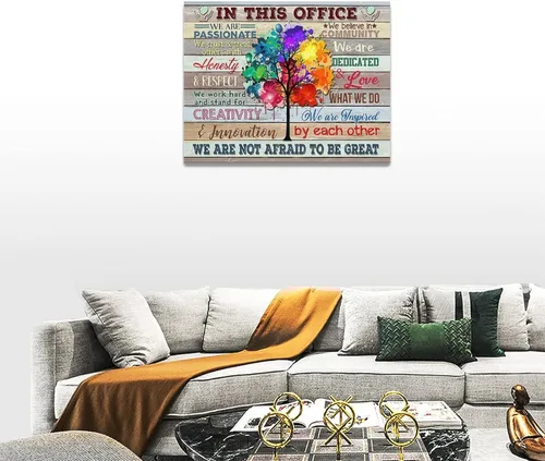 Vista 4 de At In This Office - Arte de pared inspirador para oficina, citas motivacionales, imágenes, lienzo, arte de pared con texto en inglés, We Are A Team