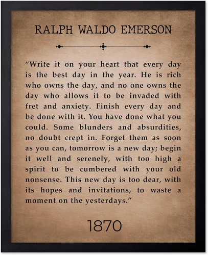 Vista 67 de Poster Master Póster de Ralph Waldo Emerson – Escríbelo en tu corazón Impresión – Arte de cita motivacional – Regalo inspirador para hombres