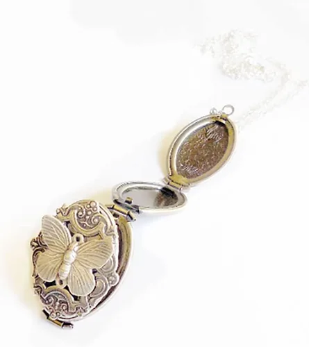 Vista 4 de Locket with Picture Butterfly locket Custom 4 Photos Locket Memorial Gifts for Women customized picture Locket for family photo Birthday Gift