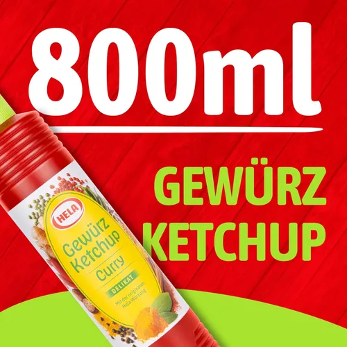 Vista 4 de Delicioso ketchup alemán Hela Curry Gewurz Delicado - Suave (27.1 fl oz) perfecto con carne, salchichas, pescado, papas fritas, pasta y arroz