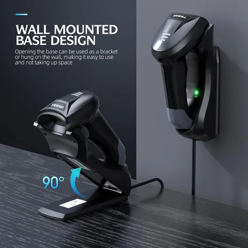 Vista 2 de TEEMI Escáner de código de barras Bluetooth TMSL-56CR con base de carga USB Escáner QR 2D, lector de licencia de conducir, análisis de datos