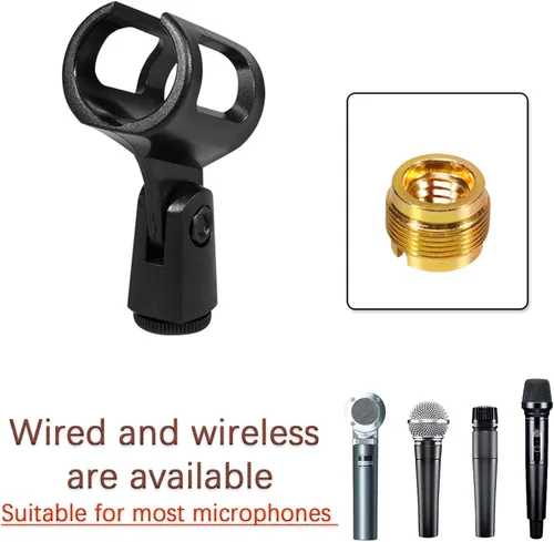 Vista 4 de 4 clips de goma ajustables para micrófono, accesorios flexibles de soporte de micrófono de mano, diseño a prueba de golpes con rango de diámetro