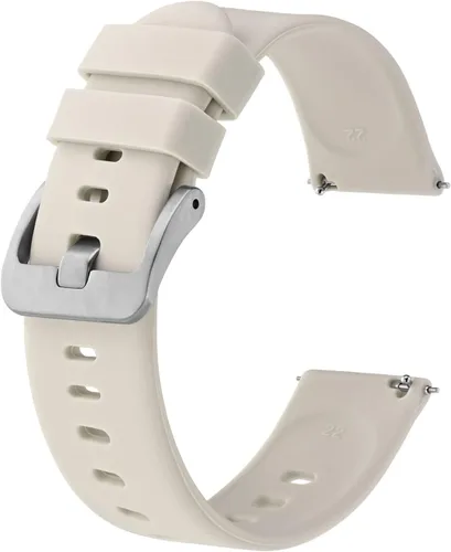 Vista 78 de BISONSTRAP Correas de reloj de silicona, correas de reloj delgadas con liberación rápida, 0.787 in, negro con hebilla negra