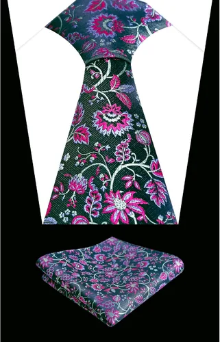 Vista 117 de Alizeal Mens 3.15inches Leaf Flower Pattern Tie with Floral Pocket Square Set