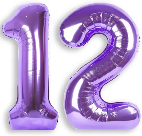 Vista 24 de Globo de número 0 de 40 pulgadas de RainbowQ Party, grande, color púrpura, para niños o niñas, números del 0 al 9, de papel de aluminio y Mylar
