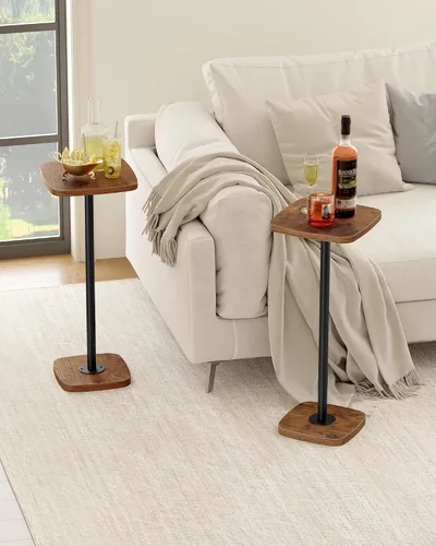 Vista 4 de CHOEZON Mesa pequeña para bebidas, mesa auxiliar cuadrada para espacios pequeños, mesa de Martini con pedestal, para sala de estar, dormitorio