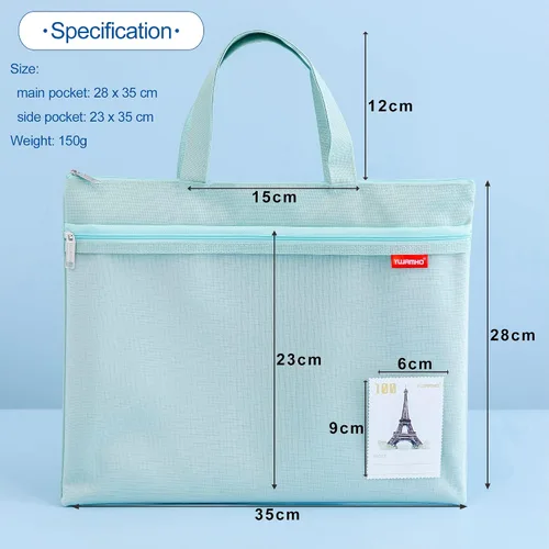 Vista 5 de Calculadora de escritorio y bolsa impermeable con cremallera de malla, batería de 12 dígitos, pantalla LCD con energía solar, calculadora de botón