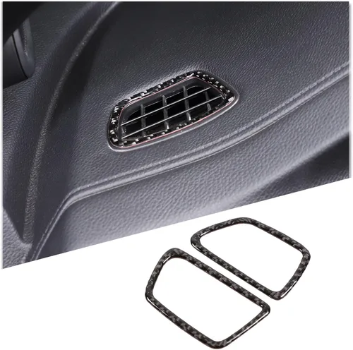 Vista 14 de Kit de calcomanías de fibra de carbono real 3D suave para consola de automóvil, salida de aire, marco de ventilación, decoración compatible con Negro