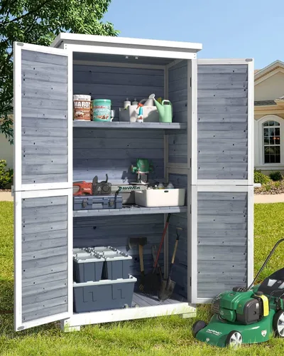 Vista 11 de Gizoon Gabinete al aire libre, techo impermeable, cobertizo de madera con Amarillo