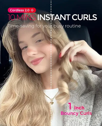 Vista 11 de Rizador Inalámbrico Automático TYMO - TYMO CurlGo de 1 Pulgada, Rizador Giratorio de Varilla para Ondas de Playa, Rizadores de Pelo Portátiles