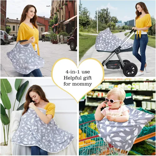 Vista 3 de Funda de lactancia para bebé y poncho de lactancia, cubierta multiusos para toldo de asiento de automóvil, cubierta de carrito de compras, cubierta