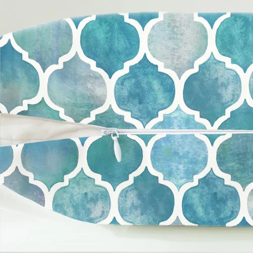 Vista 7 de CaliTime - Juego de 2 fundas de almohada pintadas a mano con cadena de enrejado colorida.