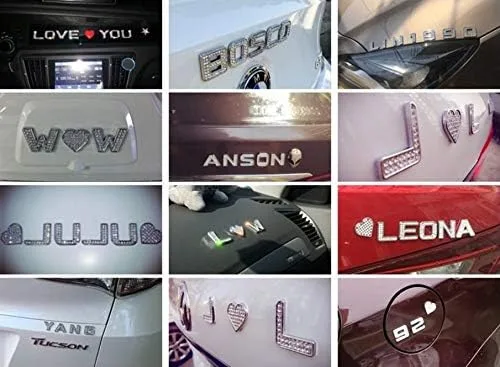 Vista 2 de TRUE LINE - Kit de letras cromadas con cristales imitación diamante para automóviles personalizables