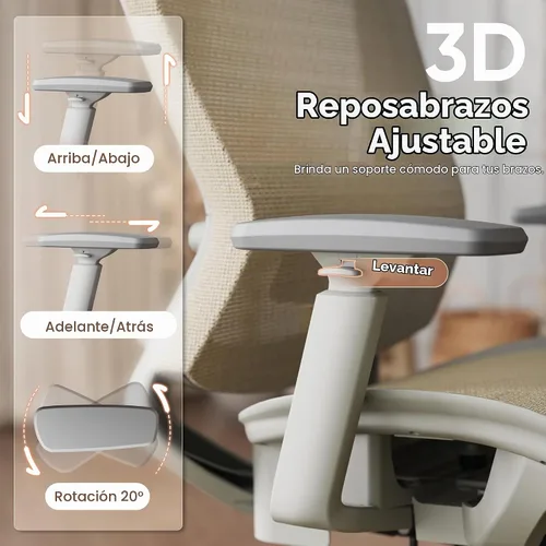 Vista 4 de ELABEST Silla de oficina de malla, silla ergonómica de escritorio para computadora, silla de tareas resistente, soporte lumbar ajustable