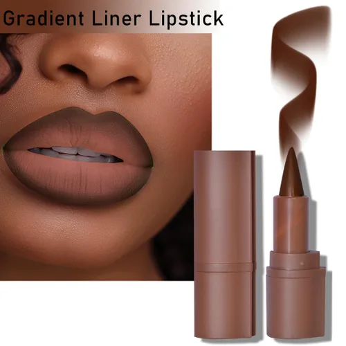 Vista 11 de BAISEN DIARY 2 en 1 doble punta mate delineador de labios y brillo de labios, lápiz combinado de labios marrón nude degradado, delineador de labios