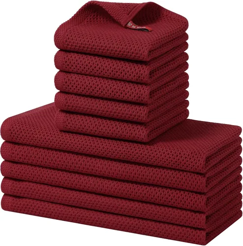 Vista 10 de Homaxy Juego de toallas y paños de cocina 100% algodón, 30 x 30 centímetros y 33 x 71 centímetros, juego de 8 toallas de cocina ultra suaves