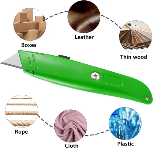 Vista 3 de DIYSELF Paquete de 2 cortadores retráctiles con 10 hojas de cuchillo utilitario, cuchillas afiladas de acero SK5, cortadores de caja para cartón
