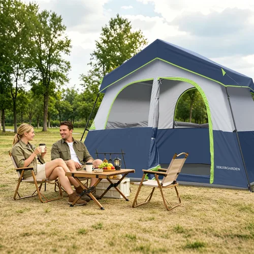 Vista 5 de HIKERGARDEN - Tienda de campaña para 6 a 8 personas, tienda de campaña familiar portátil para campamento, tienda de campaña de tela resistente al