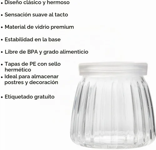 Vista 3 de Tarros pequeños de yogur, tarros de vidrio transparente de 4 onzas con tapas, recipiente de yogur de vidrio con tapas (PE), tarro de pudín