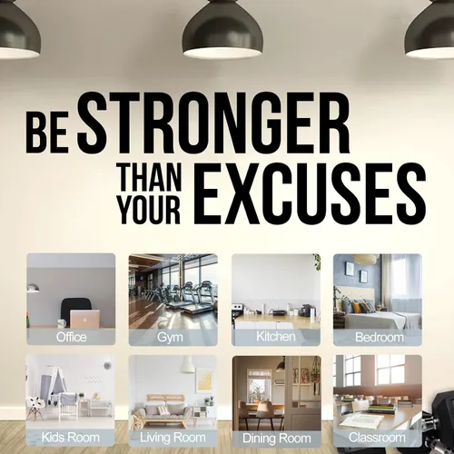 Vista 5 de BATTOO Calcomanía de vinilo, arte de pared inspirador Be Stronger Fitness, 40 pies de ancho x 13.5 pulgadas de alto, para gimnasio en casa, oficina