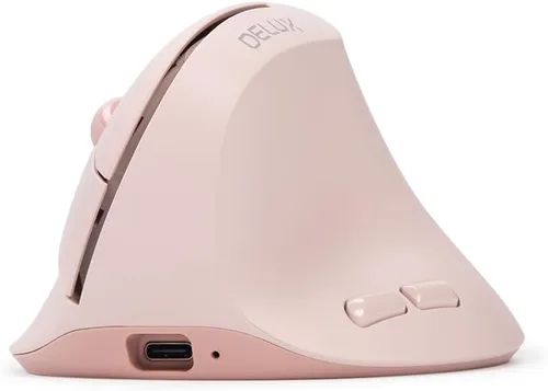Vista 2 de DELUX Mouse vertical ergonómico inalámbrico para manos pequeñas, mouse vertical recargable, ligero, 4000 DPI, 6 botones, 2.4 G+BT5.2 modo dual