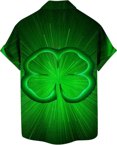 Vista 5 de Shamrock Print Top for Men Short Sleeve Beach T-Shirt St. Patrick's Day Party Wear Fashion Green Clothing Summer Outfits